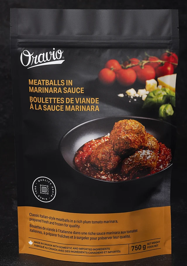 Oravio Meatballs in Marinara Sauce package, 750 g